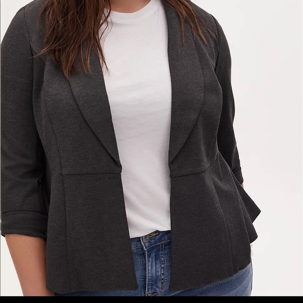 COPY - Torrid Dark Grey Uptown Pointe Stretch Premium Peplum Blazer